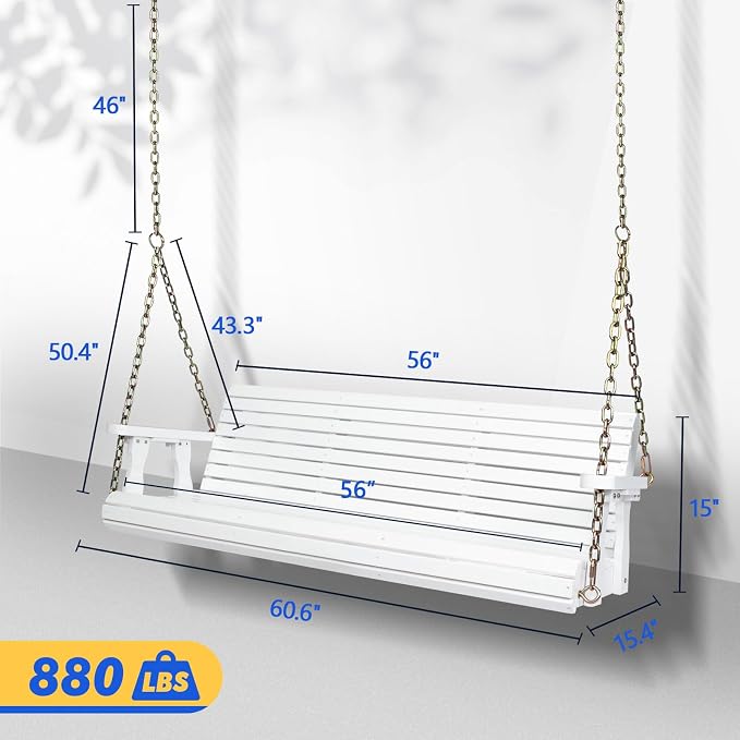 VINGLI Upgraded Patio Wooden Porch Swing - Image 2