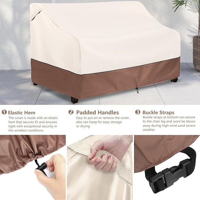 okcool Heavy Duty Patio Sofa Cover, 100% Waterproof 3-Seater Outdoor Sofa Cover - Image 3