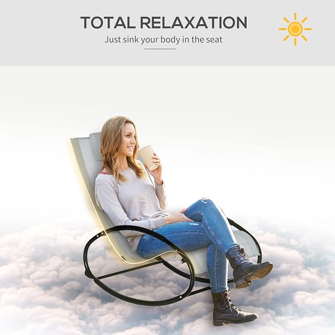 Outsunny Pool Lounger, Outdoor Rocking Lounge Chair - Image 7