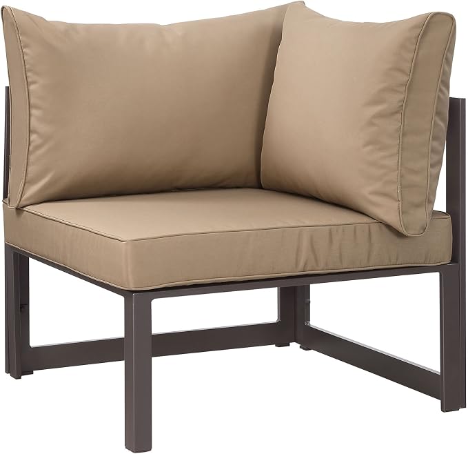 Modway Fortuna Aluminum Outdoor Patio Corner Chair in Brown Mocha by Modway
