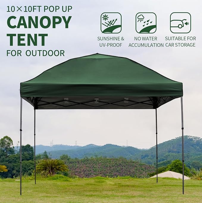 10x10 Pop Up Canopy Tent with 2 Sidewalls, Easy Up Canopy Outdoor Party Sun - Image 2