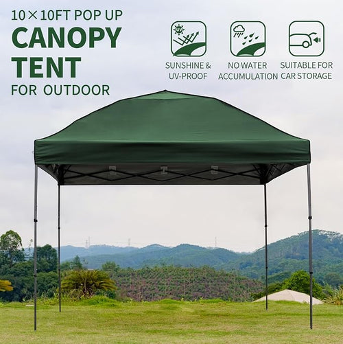10x10 Pop Up Canopy Tent with 2 Sidewalls, Easy Up Canopy Outdoor Party Sun - Image 2