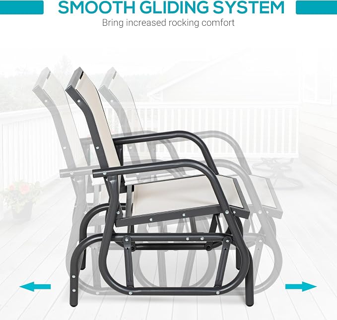 Outsunny Porch Glider, Metal Frame Swing Glider Chair - Image 4