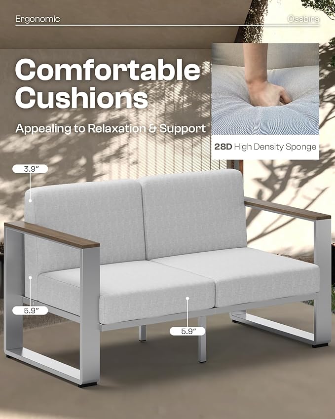 Aluminum Patio Furniture Set, 5 Seats Outdoor Patio Conversation Sets - Image 2