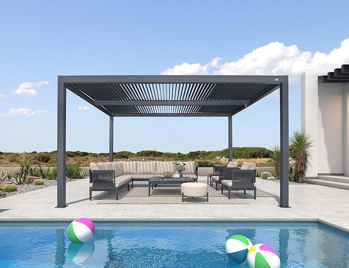 PURPLE LEAF Louvered Pergola 94AS 12' x 14' Outdoor Aluminum Pergola - Image 2