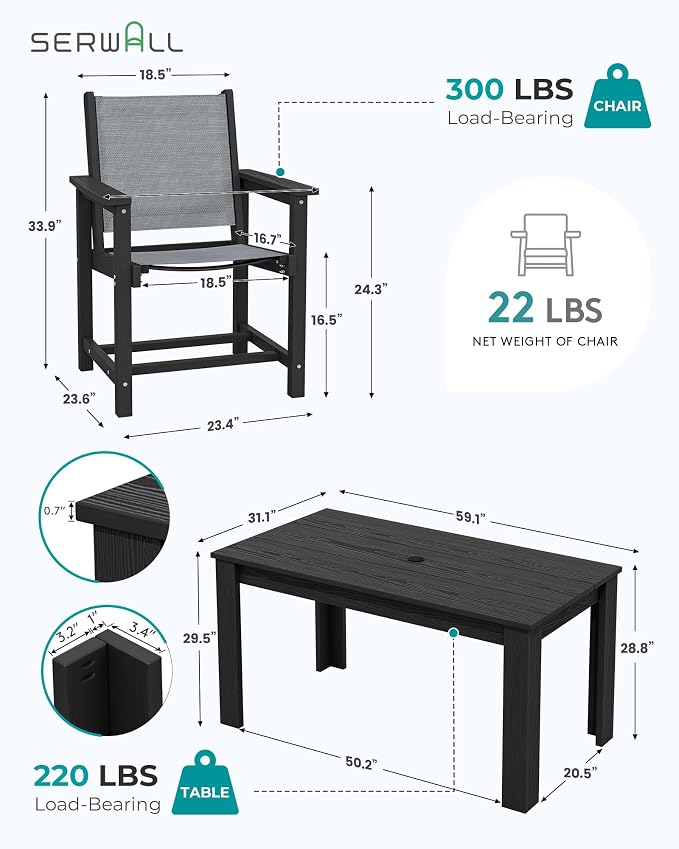 SERWALL 7 Piece Outdoor Dining Table Sets - Image 4