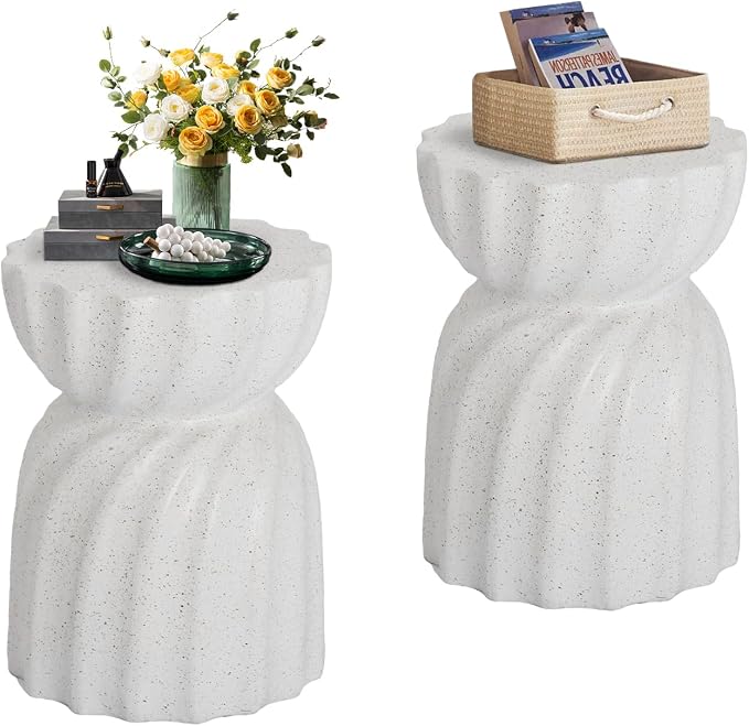 COSIEST Set of 2 Outdoor Side Table, Patio End Accent Table, Modern Stool Table by COSIEST