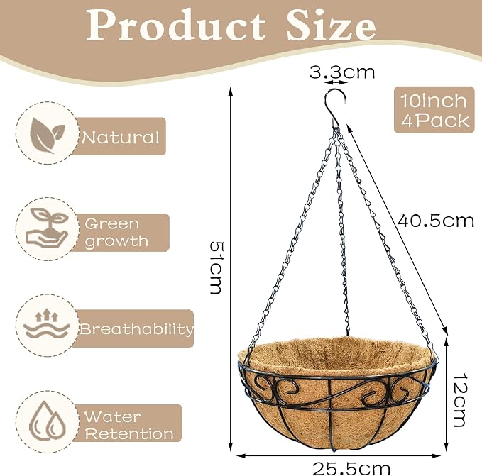 Outdoor Metal Hanging Planters Basket Hanging Baskets - Image 4