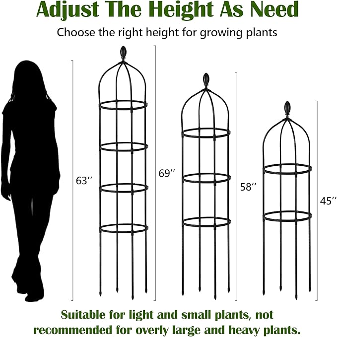 Garden Obelisk Trellis for Climbing Plants Outdoor 6 Ft Rose Bush Round Trellis - Image 3