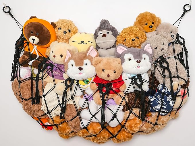 Large Stuffed Animal Net Hammock Macrame Toy Diaplay Plush Toy Holder Ceiling by YKBU