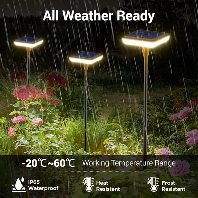 Solar Lights Outdoor Garden 4 Pack Solar Pathway Light 31" Tall Solar Landscape - Image 5