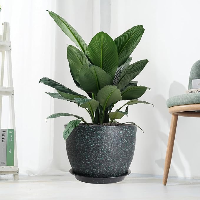 12inch Large Plant Pot, Modern Plastic Planter - Image 7
