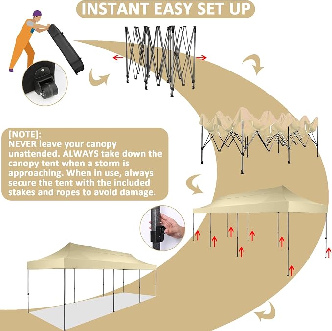 COBIZI 10x30 Pop Up Canopy Without Sidewall, Heavy Duty Canopy UPF 50+ All - Image 5