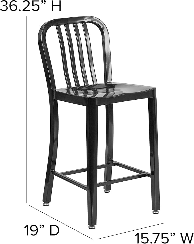 Flash Furniture Gael Commercial Grade 2 Pack 24" High Black Metal - Image 3