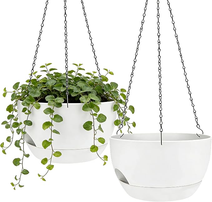 Set of 2-8 Inch Self Watering Hanging Planters by zople