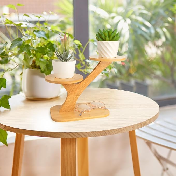 XXXFLOWER Wood Plant Stand for Indoor, Small Desktop Plant Stand, 3 Tier - Image 7