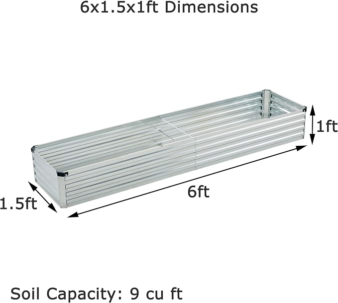 6x1.5x1ft Galvanized Raised Garden Bed, Outdoor Planter Box Metal Patio Kit - Image 2