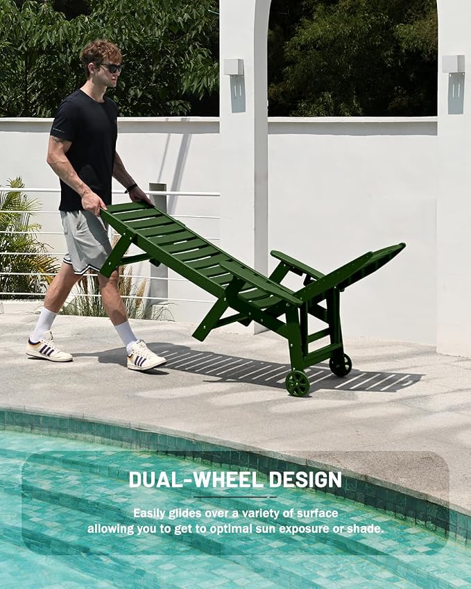 Lounge Chair Outdoor, Chaise Lounge Outdoor, HDPE 6-Position Lounge Chair - Image 4