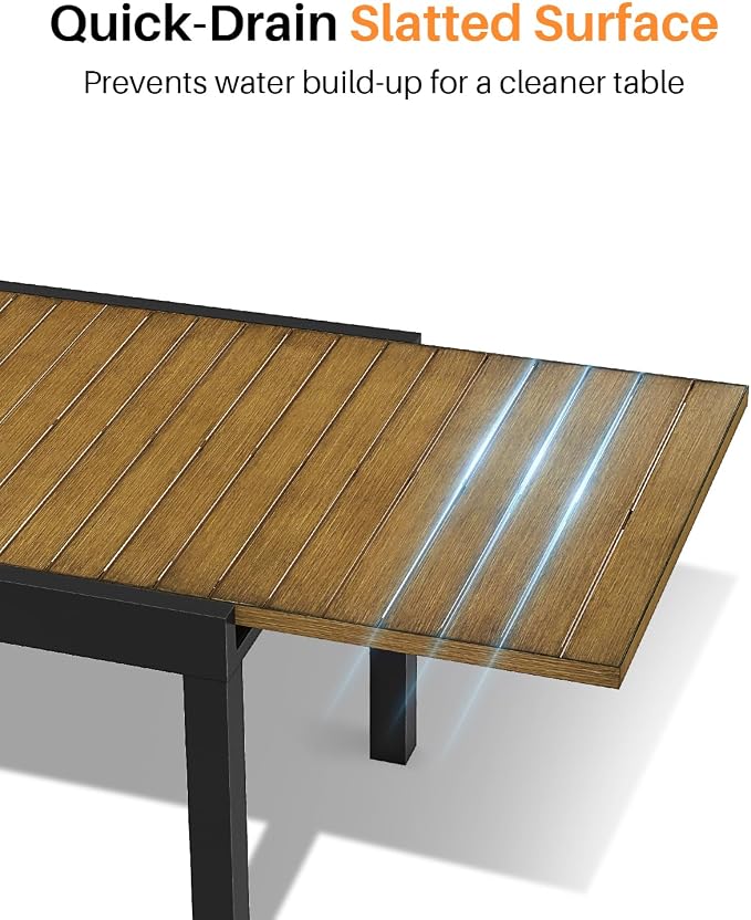 Expandable Patio Dining Table, Never-Rust Aluminum Extendable Outdoor Dining - Image 8