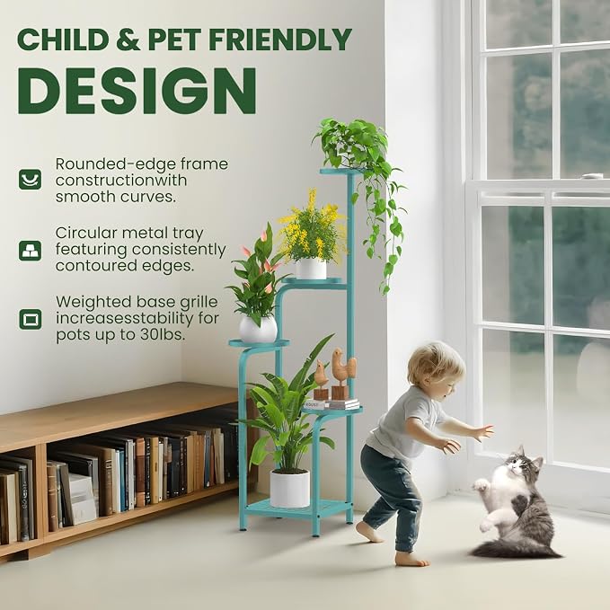 TOSKING 5 Tier Tall Plant Stand Indoor Outdoor, Heavy Duty Corner Shelf - Image 5