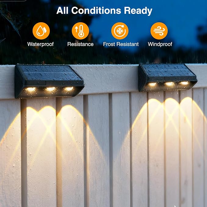 Onforu Solar Fence Lights, 8 Pack Solar Lights Outdoor, 3 Modes - Image 5