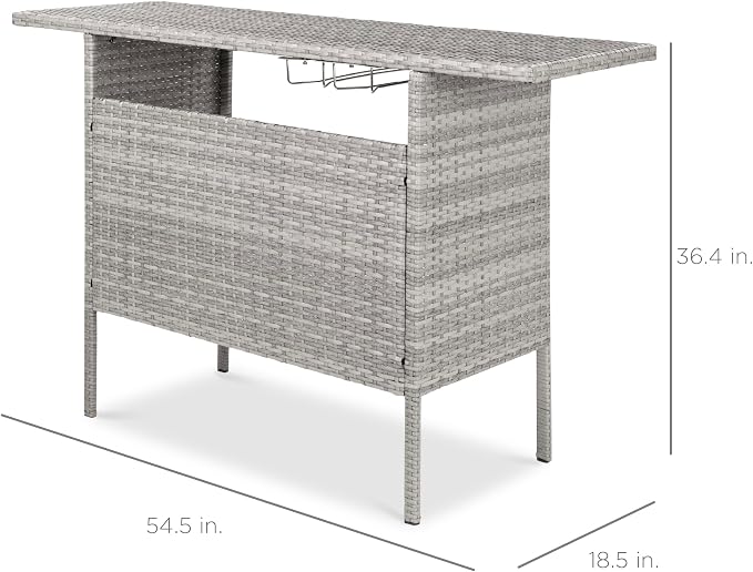 Best Choice Products Outdoor Patio Wicker Bar Counter Table Backyard Furniture - Image 7