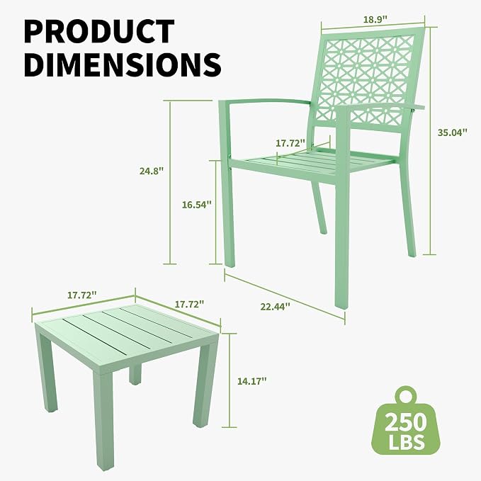 GAOMON 3 Piece Patio Bistro Set, Outdoor Patio Furniture Set - Image 3