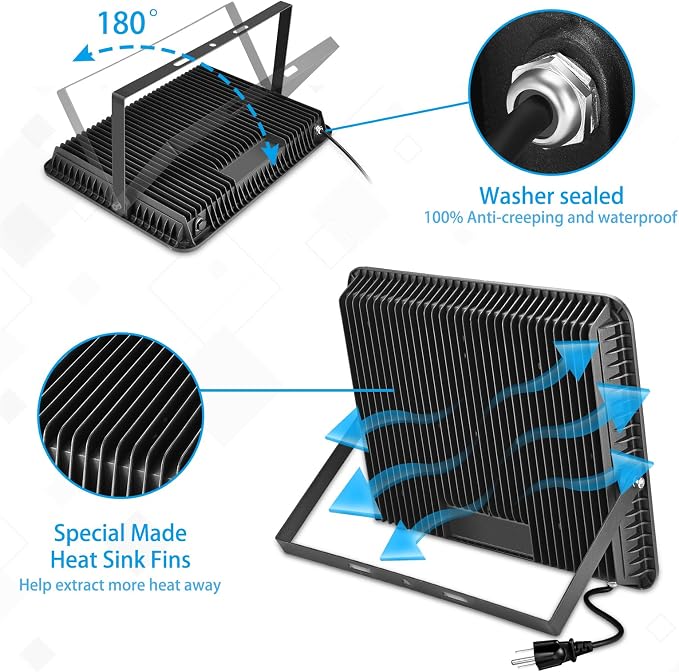 300W LED Flood Light Outdoor, 2000W Equivalent 5000K Daylight White Super - Image 4