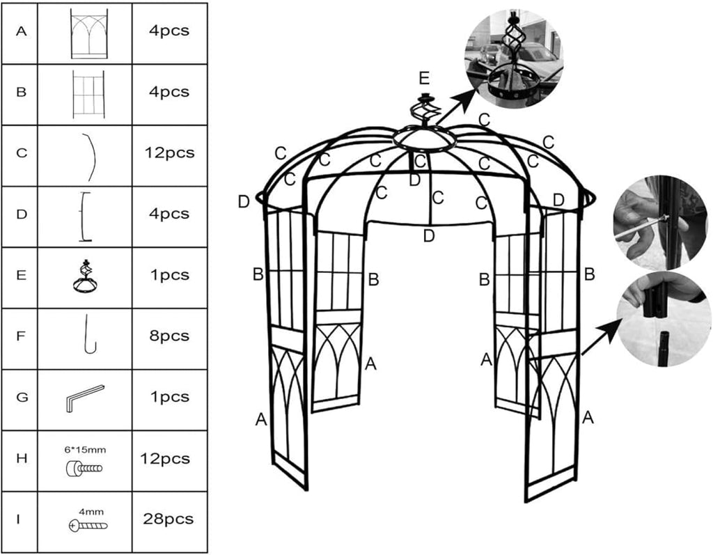 8.8 ft Black Metal Garden Arbor - Image 6