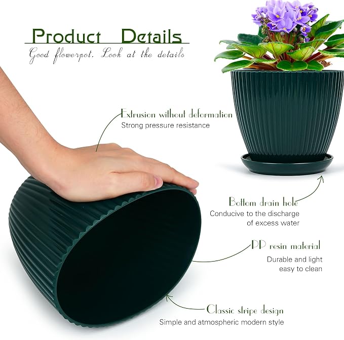 Plant Pots Indoor with Saucers & Drainage - Image 5