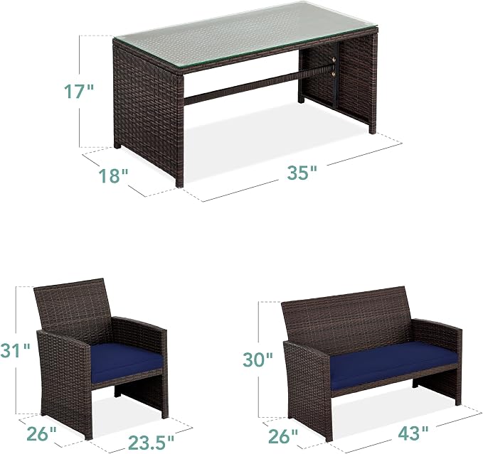 Best Choice Products 4-Piece Outdoor Wicker Patio Conversation Furniture Set - Image 7