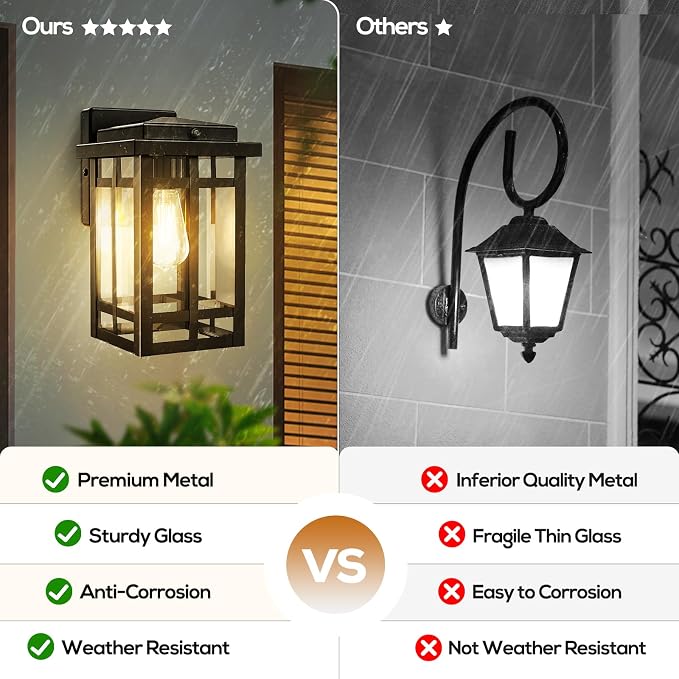 2 Packs Dusk to Dawn Outdoor Wall Lighting 9.76'', Exterior Light Fixture Wall - Image 6