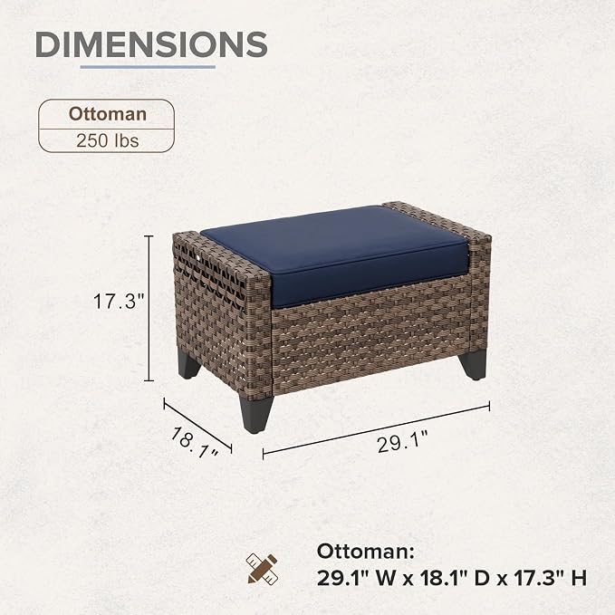 COOS BAY Modern 2 Piece Wicker Outdoor Ottomans, Patio Ottoman Foot Rest Set - Image 2
