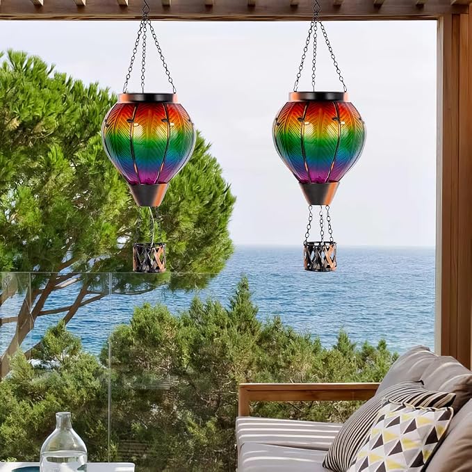 Starsoul 2PCS Hot Air Balloon Solar Lantern Colorful Solar Hot Air Balloon - Image 8