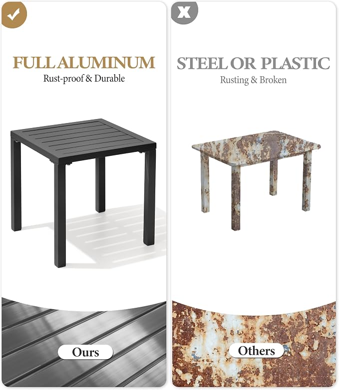 Crestlive Products Aluminum Outdoor Side Table Set of 2, Pool Lounge Chair Side - Image 5