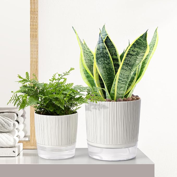 Self Watering Pots for Indoor Plants, 5 & 4 Inch Stylish Flower Pots - Image 9