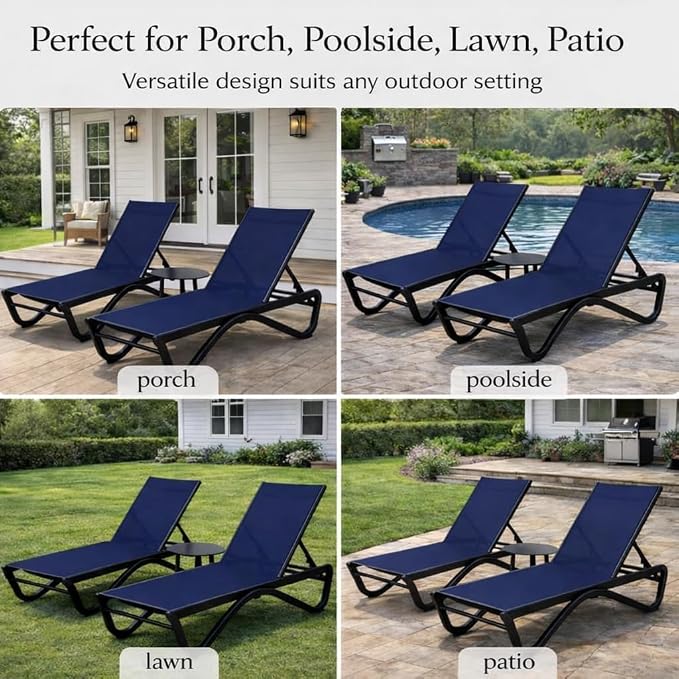 Kozyard Outdoor Chaise Lounge Chair, Full Aluminum Frame, Adjustable Reclining - Image 7