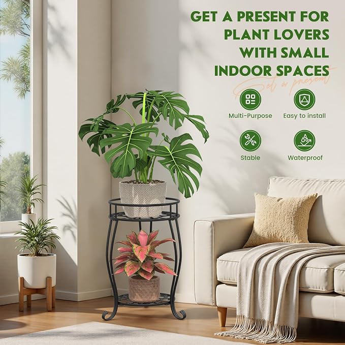 TOSKING 2 Tier Metal Plant Stand Indoor Outdoor, Rustproof Stable Plant Stands - Image 5