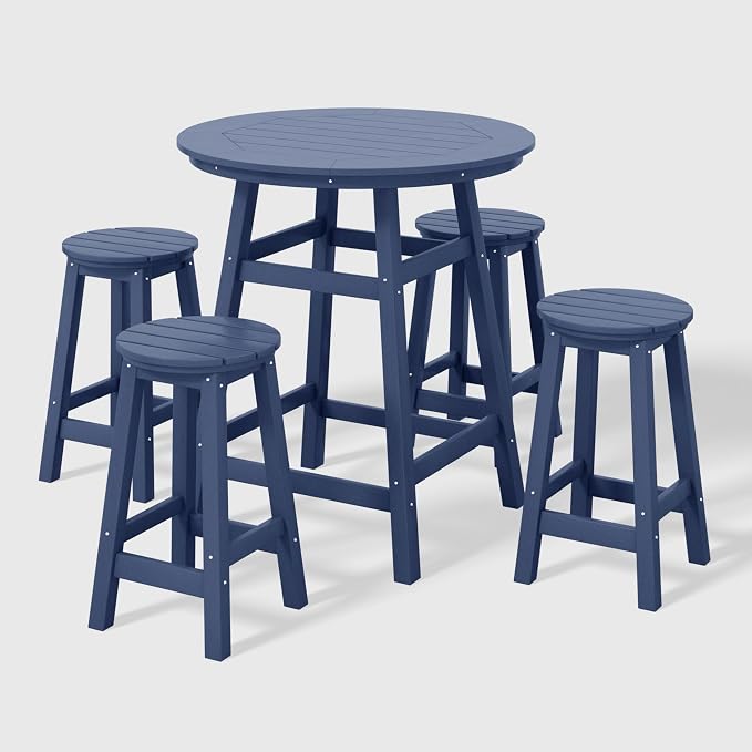 WestinTrends Malibu 5-Piece HDPE Outdoor Patio Dining Bar Bistro Table Set by WestinTrends