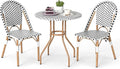 Tangkula 3 Piece French Bistro Table Chair Set, Outdoor Wicker Round Table & 2 by TANGKULA