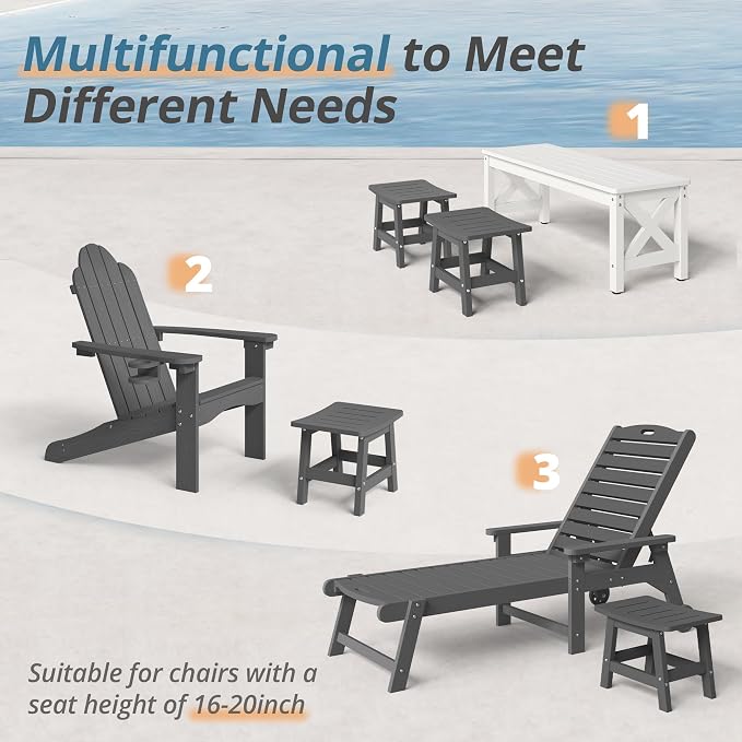 LUE BONA Outdoor Adirondack Ottomans, Footrest Footstool, Outdoor Foot Rest - Image 6
