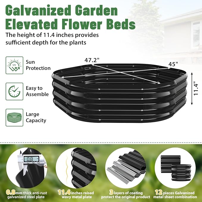 Hexagon Raised Garden Bed, 48 Inch Diagonal & 12 Inch Tall, Galvanized Steel - Image 3