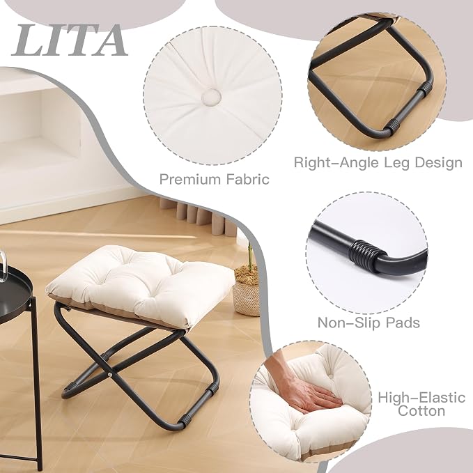 LITA Folding Upholstered Footrest Stool - Image 5