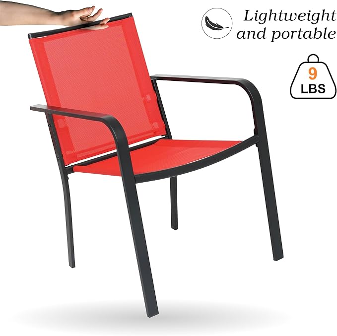 7-Piece Outdoor Dining Set, Powder Coated Steel Table - Image 7