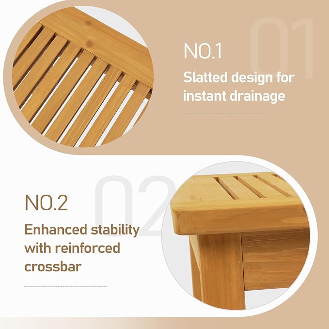 VINGLI Outdoor Wood Coffee Table, Solid Cedar Wood Accent Table - Image 5