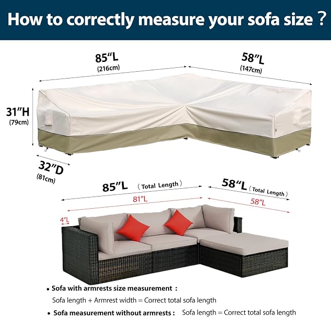 Outdoor Sectional Cover -Patio Furniture Covers Waterproof Rip-Stop Anti-UV - Image 4