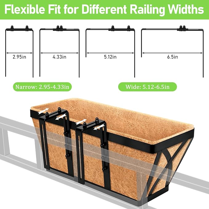 Riare 2 Pack 16 Inch Metal Railing Planter Window Box - Image 4