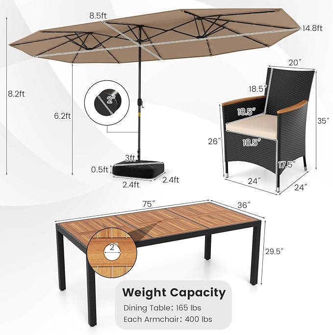 Tangkula 11 Pieces Patio Dining Set - Image 5