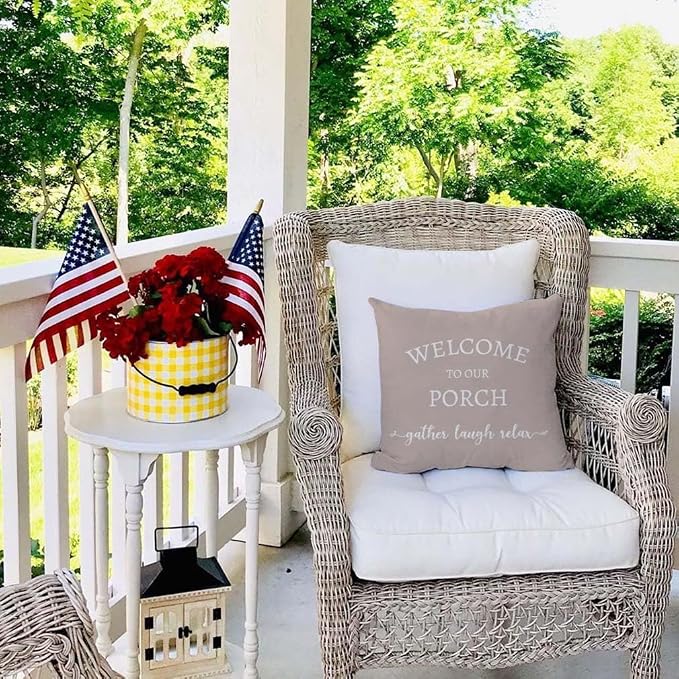 PANDICORN Welcome to Our Porch Stay Awhile Farmhouse Decorative Throw Pillow - Image 2