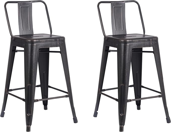 AC Pacific 24” Metal Barstool Set of 2 – Country Rustic Style by ACPacific